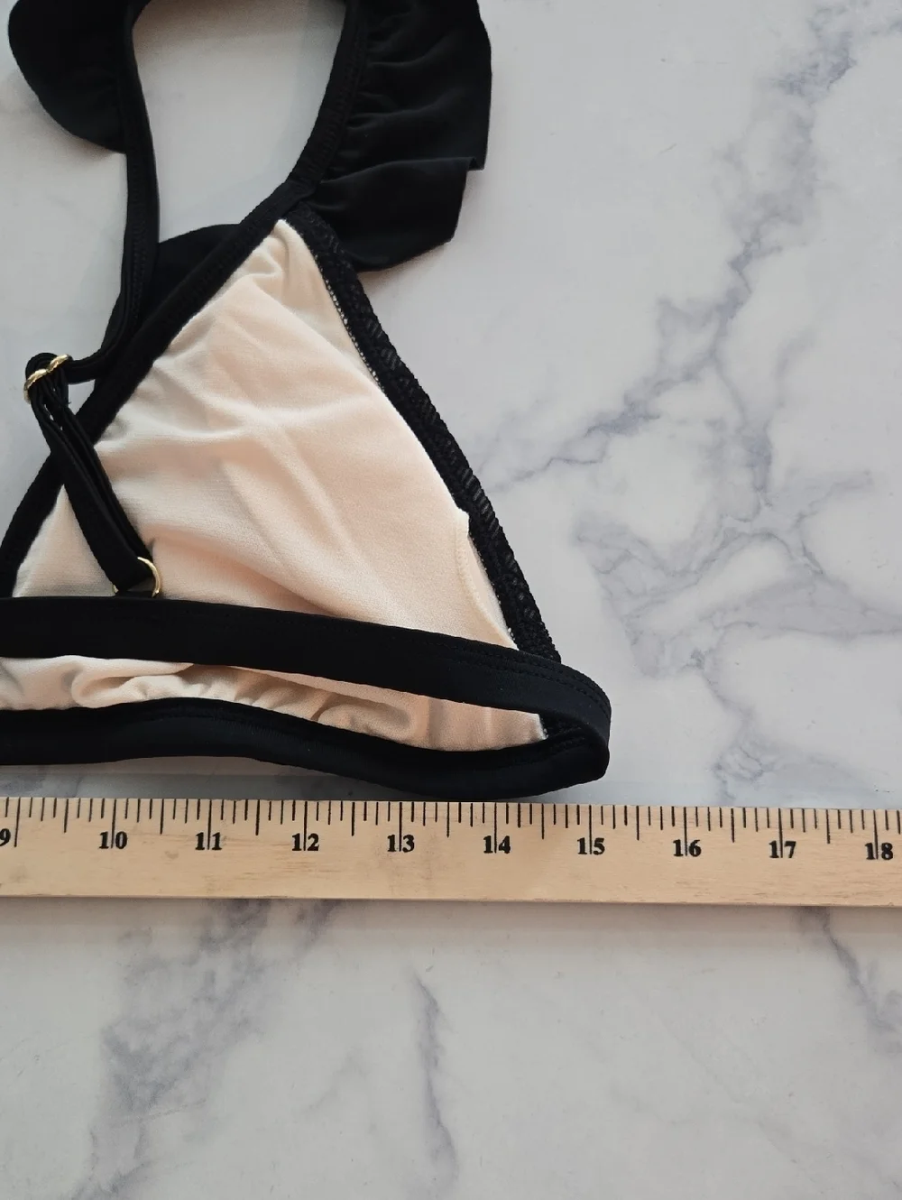 California Waves Womens Crochet Ruffled Bikini Swim Top Black Swimsuit Sz XL NWT